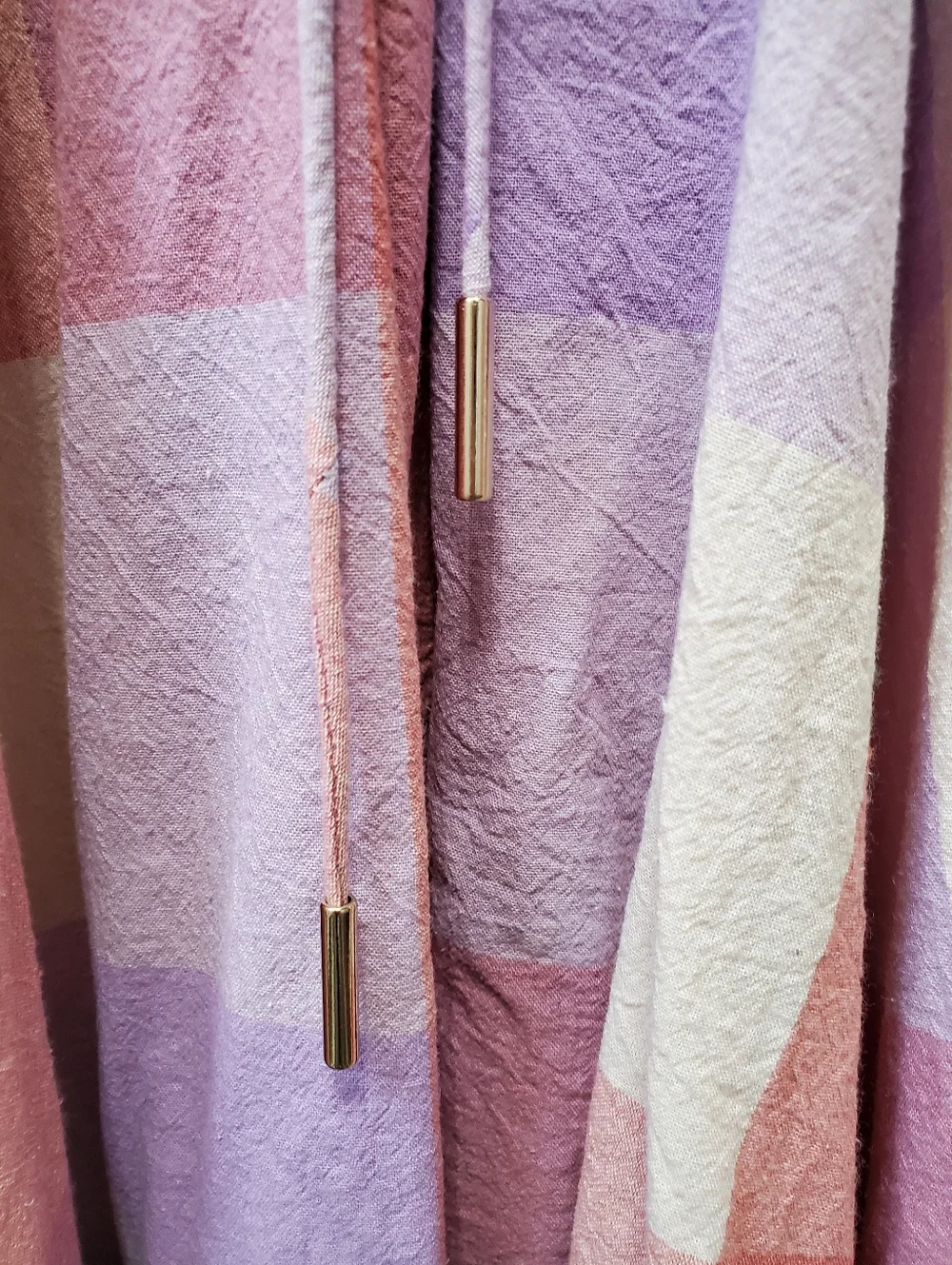 Dress Forum LA Ally Plaid Maxi Dress Lavender Coral Tie-back Front Slit Lined - Picture 5 of 16